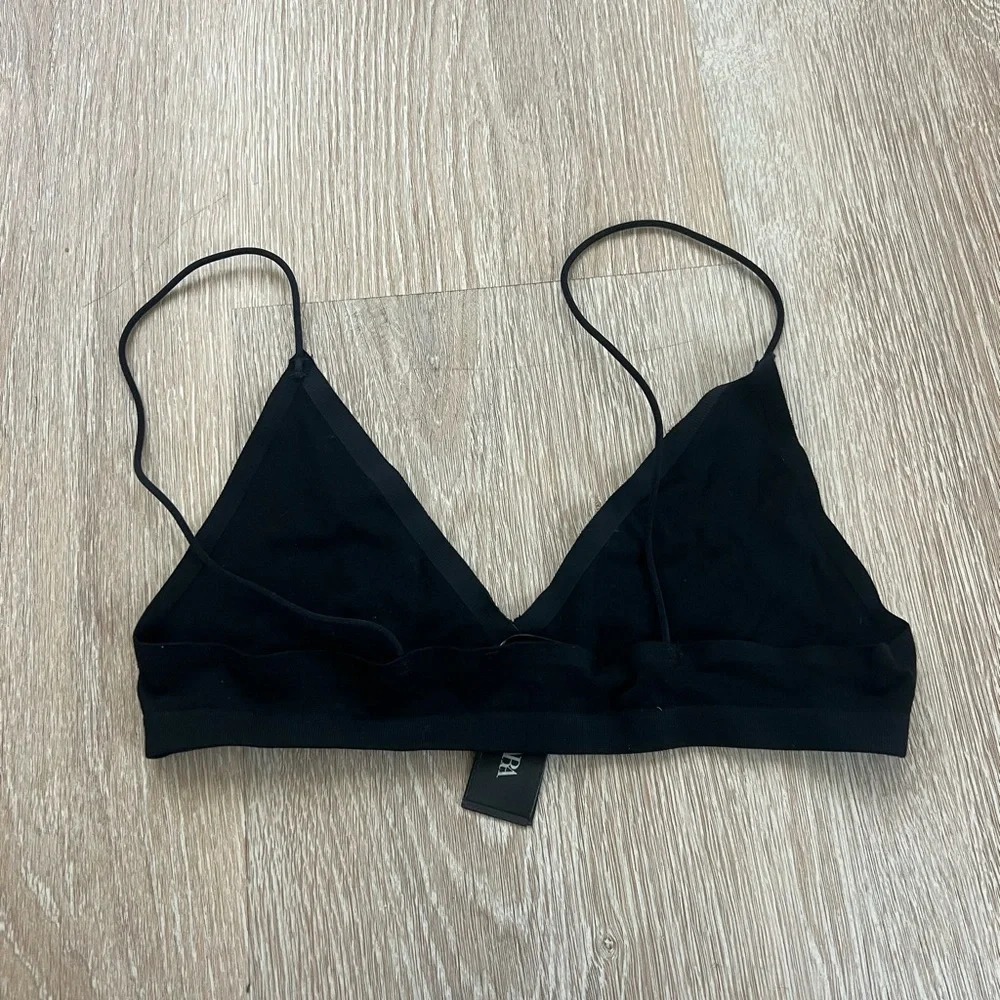 Zara Seamless Black Triangle Bra NEW - Picture 3 of 5